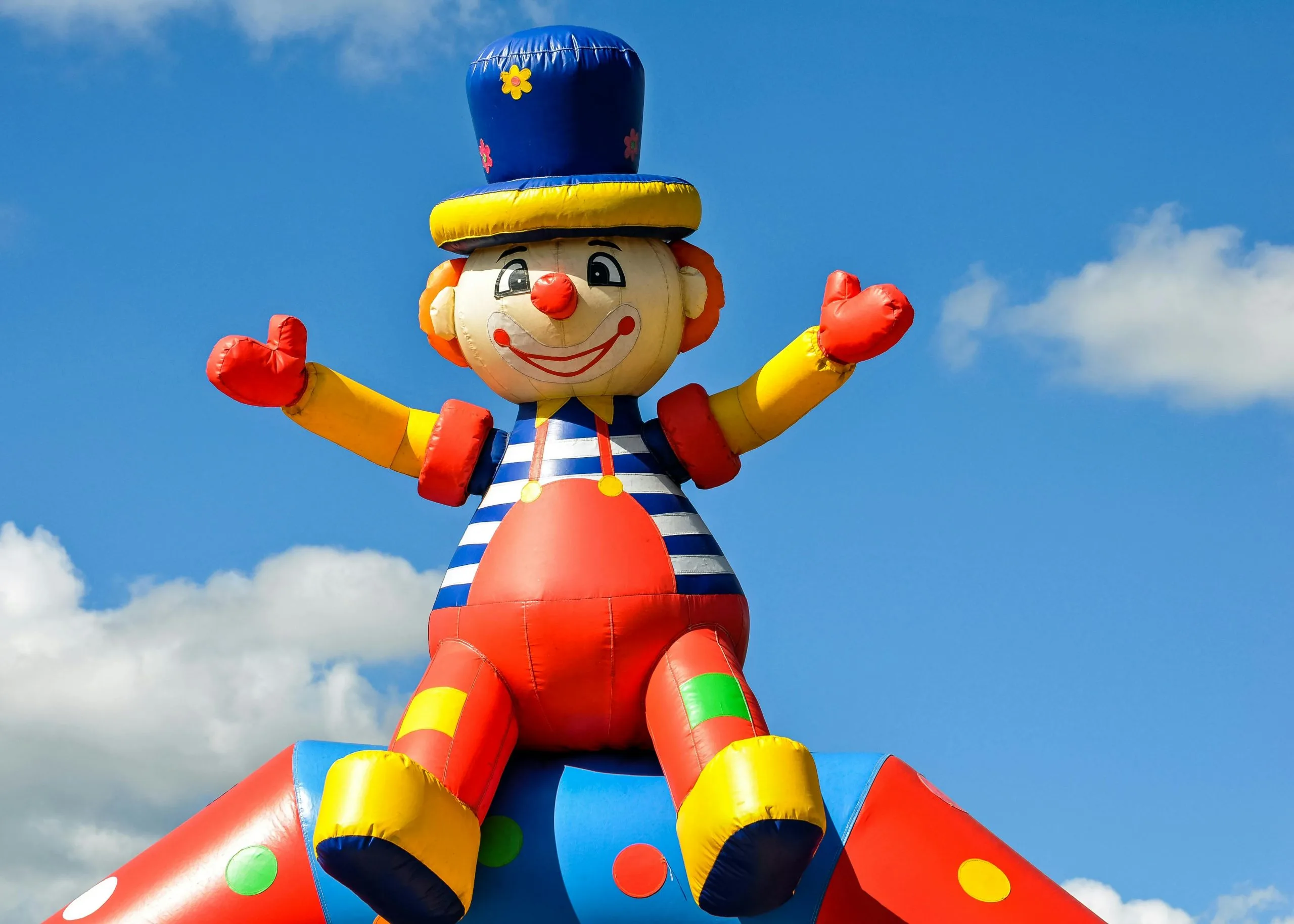 Colorful jumpy house setup for kids' party fun